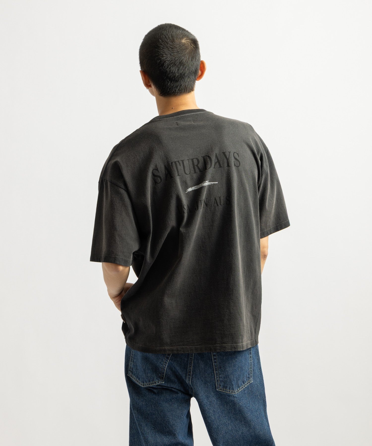 Saturdays NYC Vintage Sport Relaxed Short Sleeve Tee Charcoal detail