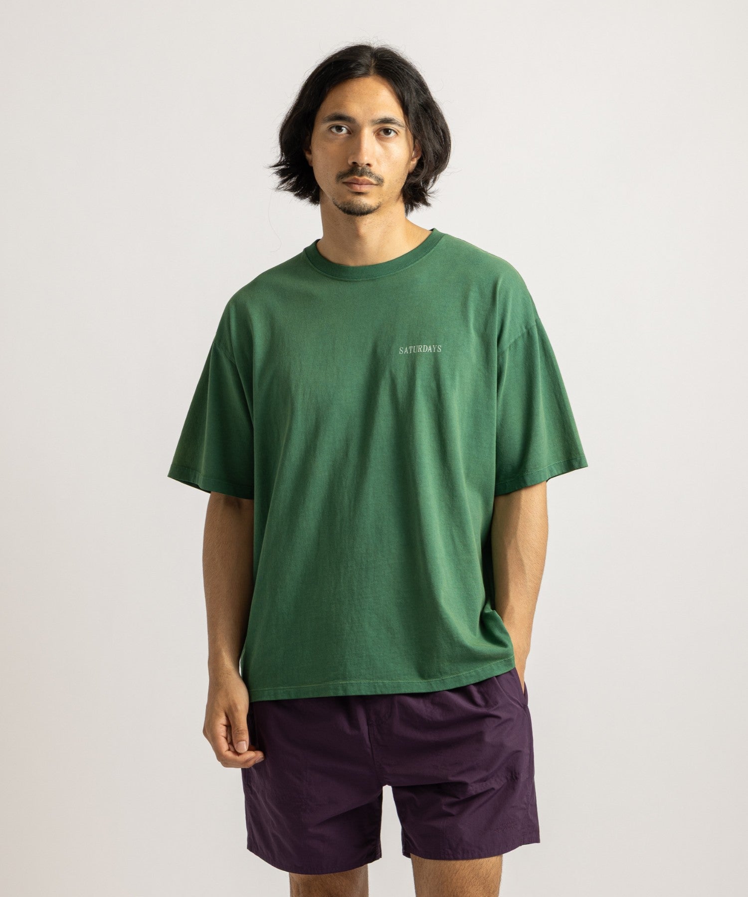 Saturdays NYC Vintage Sport Relaxed Short Sleeve Tee Green back