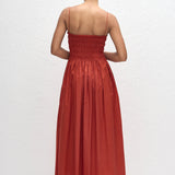 Matteau dress tomato front view fitted bodice