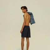 Navy Linen Shorts