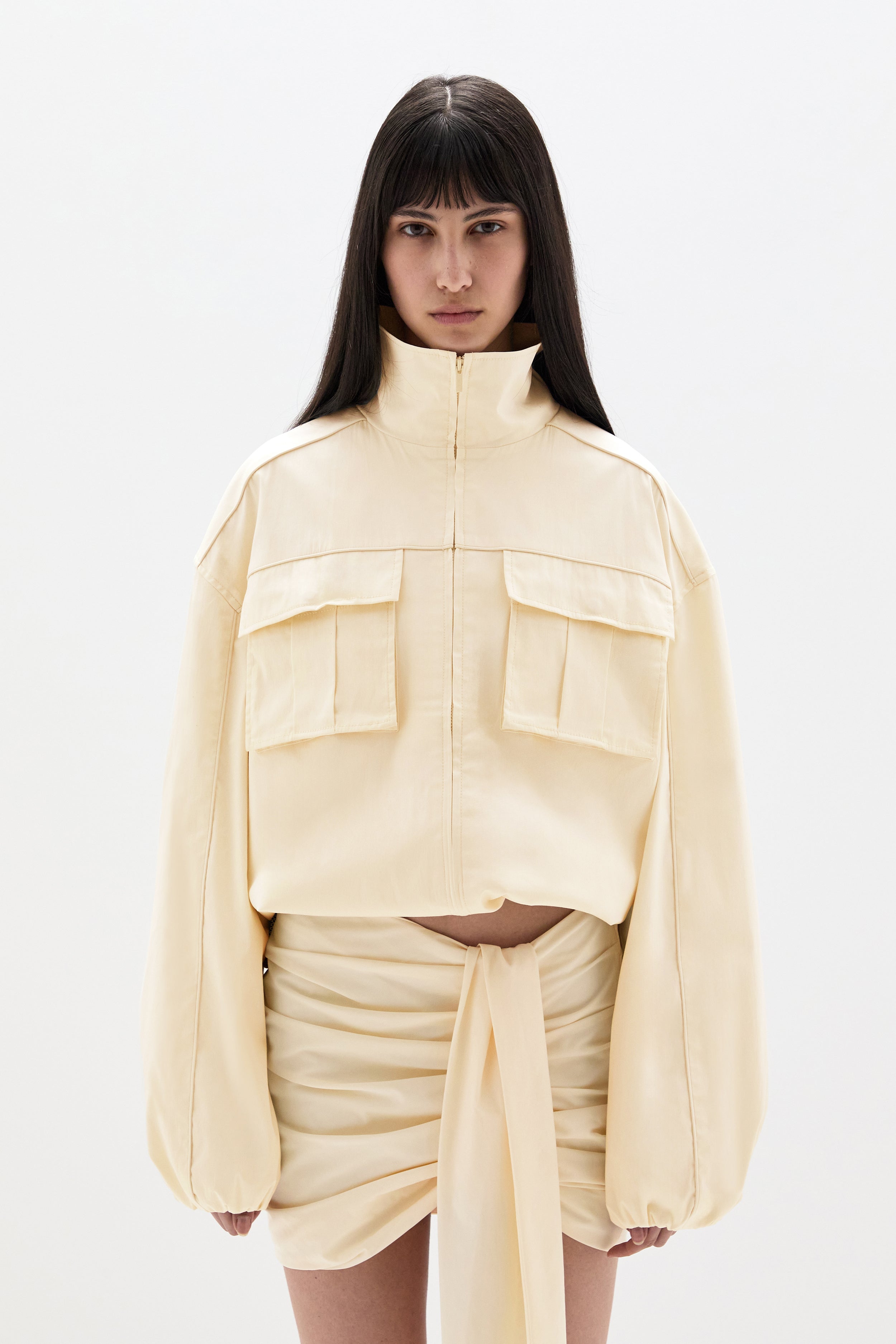 SIR. Arla Bomber Jacket Cream close up
