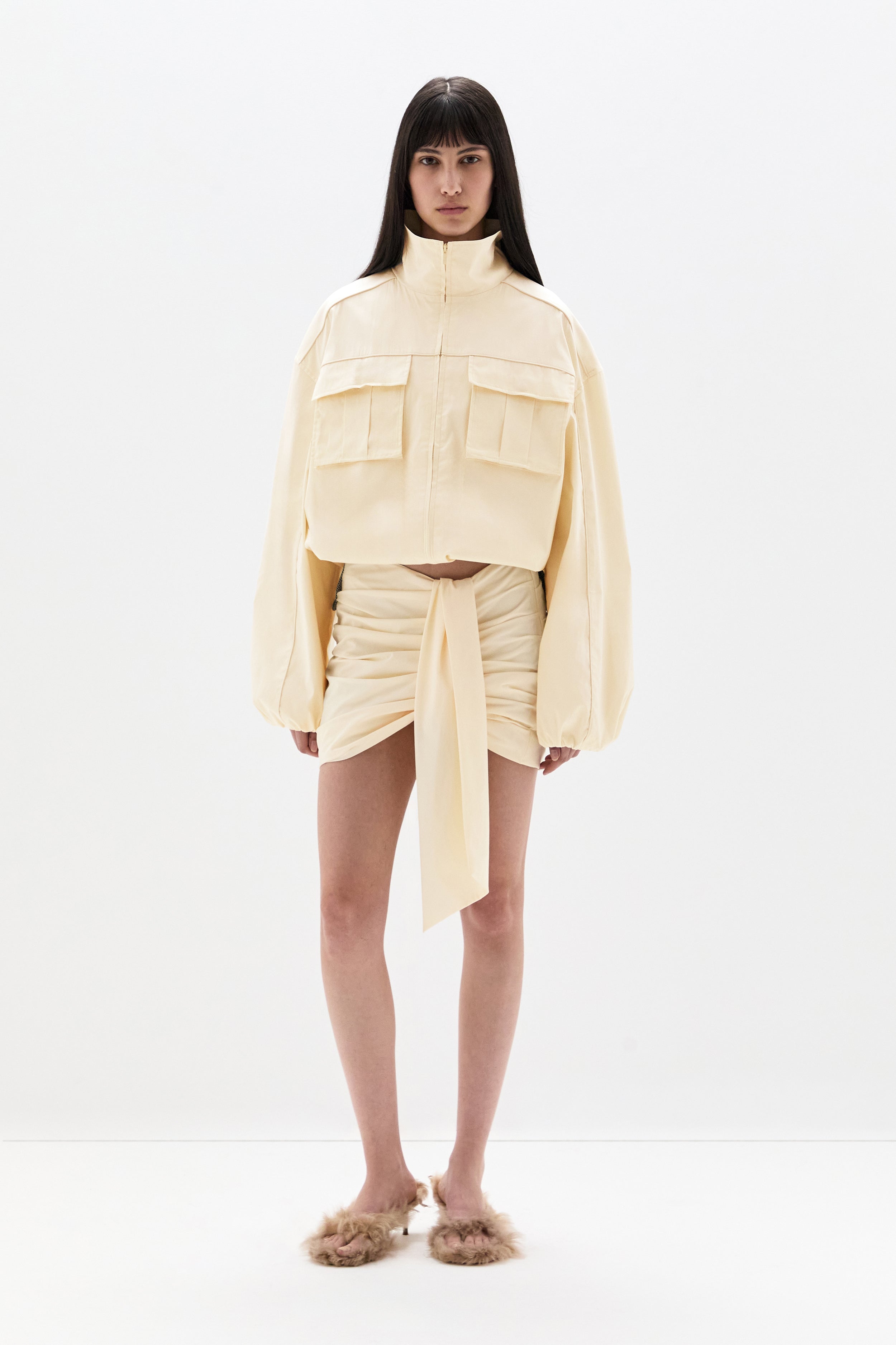 SIR. Arla Bomber Jacket Cream on model front