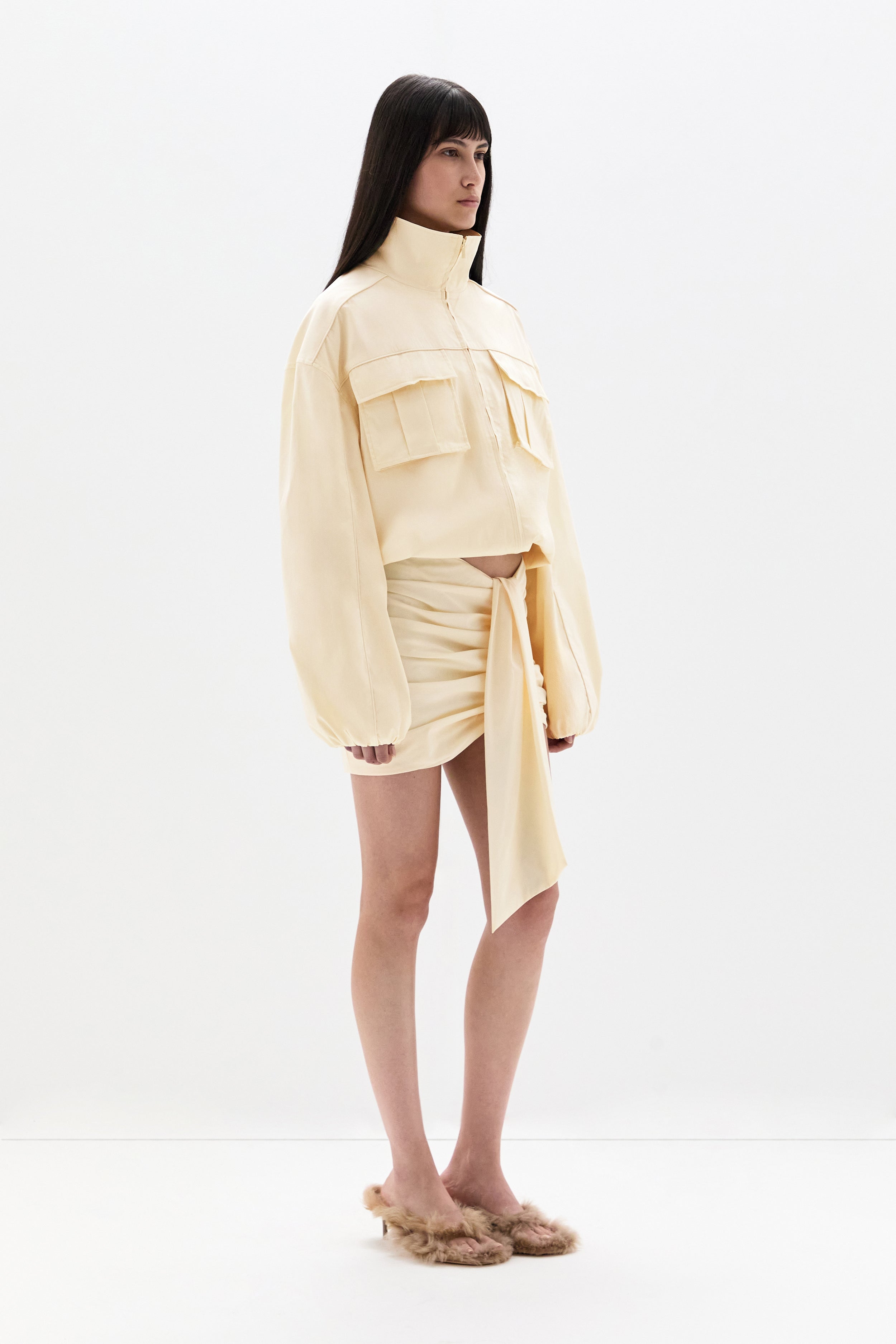 SIR. Arla Bomber Jacket Cream on model side