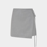 SIR. Belle Wrap Mini Skirt Grey Marle