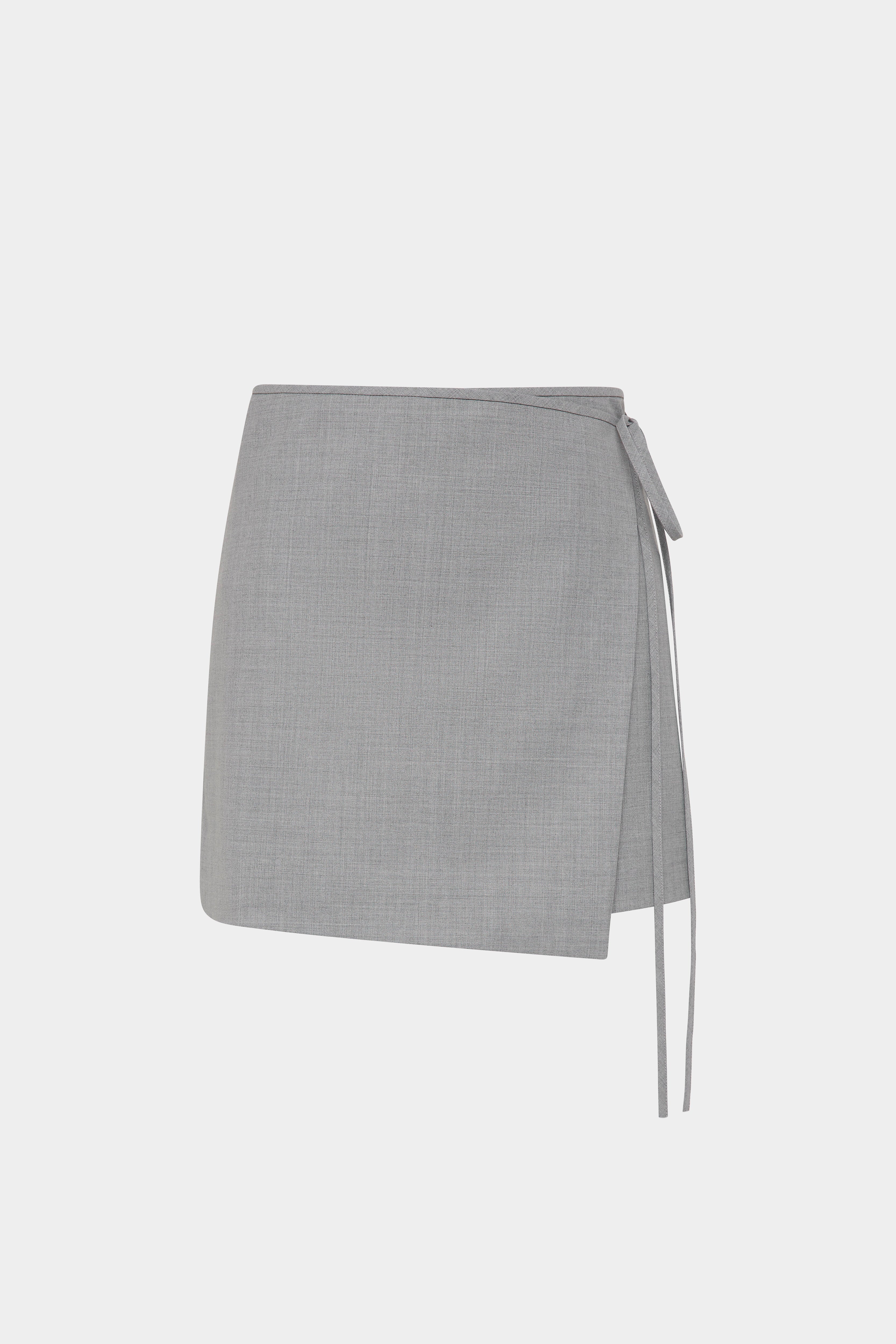 SIR. Belle Wrap Mini Skirt Grey Marle