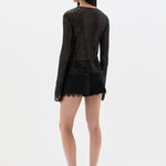 SIR. Cassia Sequin Button Down Top Black on model back