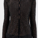 SIR. Cassia Sequin Button Down Top Black beading detail