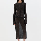 SIR. Cassia Sequin Button Down Top Black styled with matching skirt