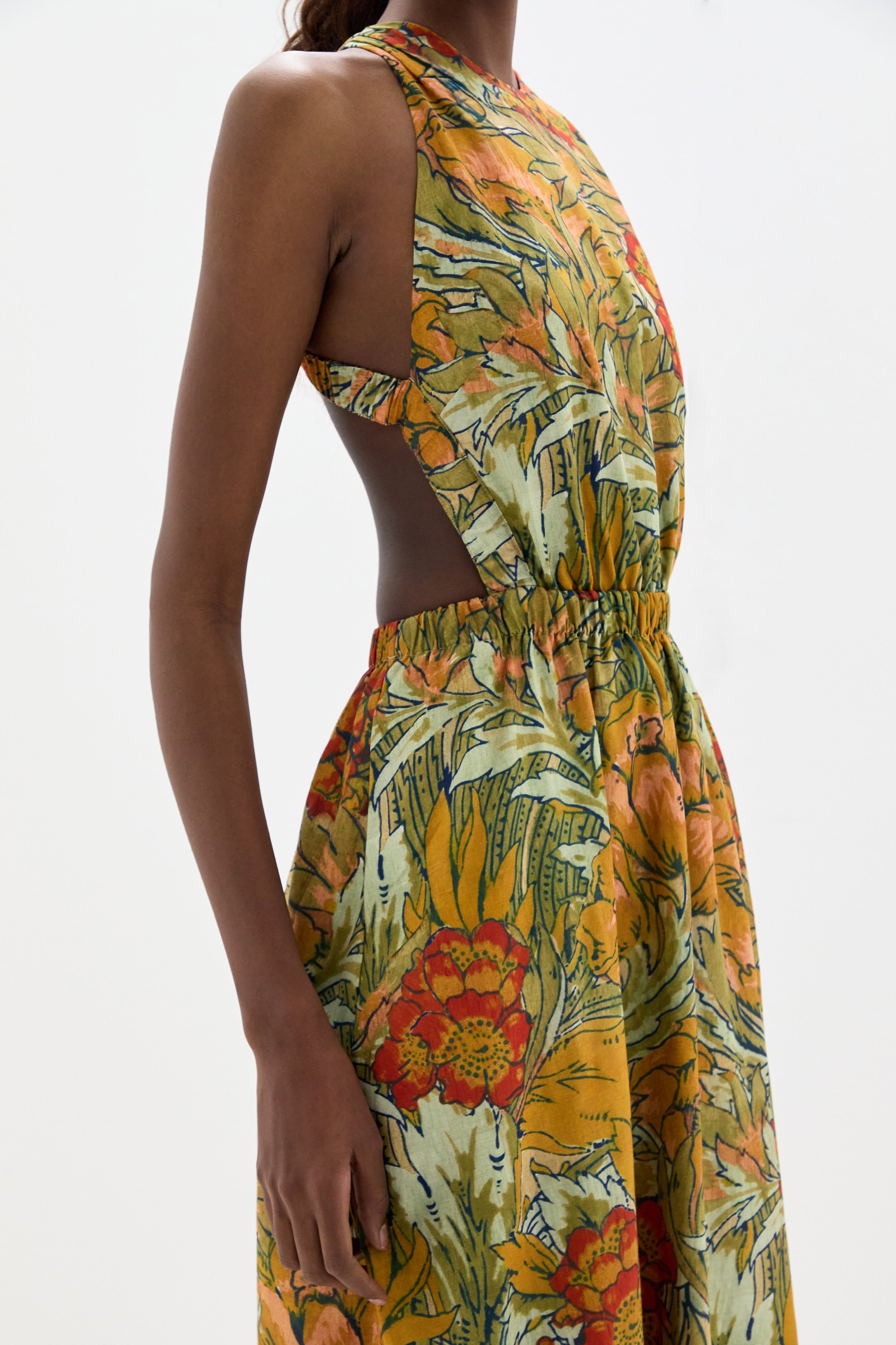 SIR. Eliana Cross Back Maxi Dress Aliera Floral Mint side detail