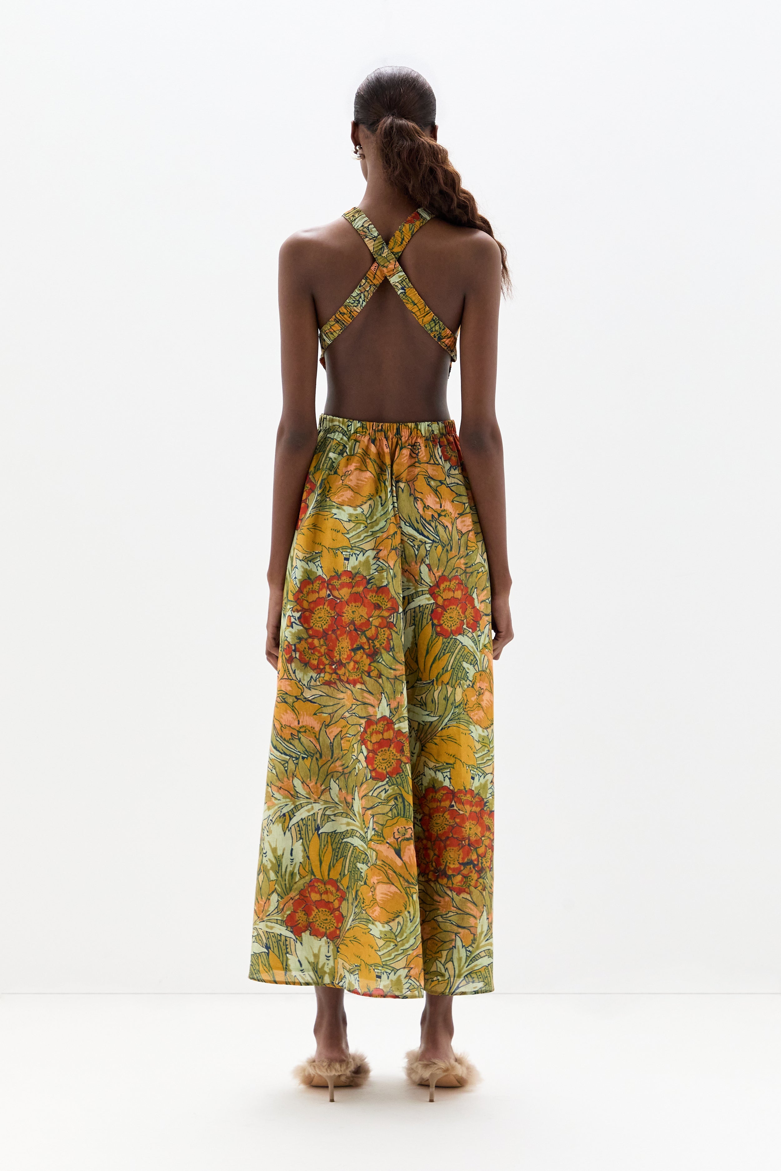 SIR. Eliana Cross Back Maxi Dress Aliera Floral Mint on model back