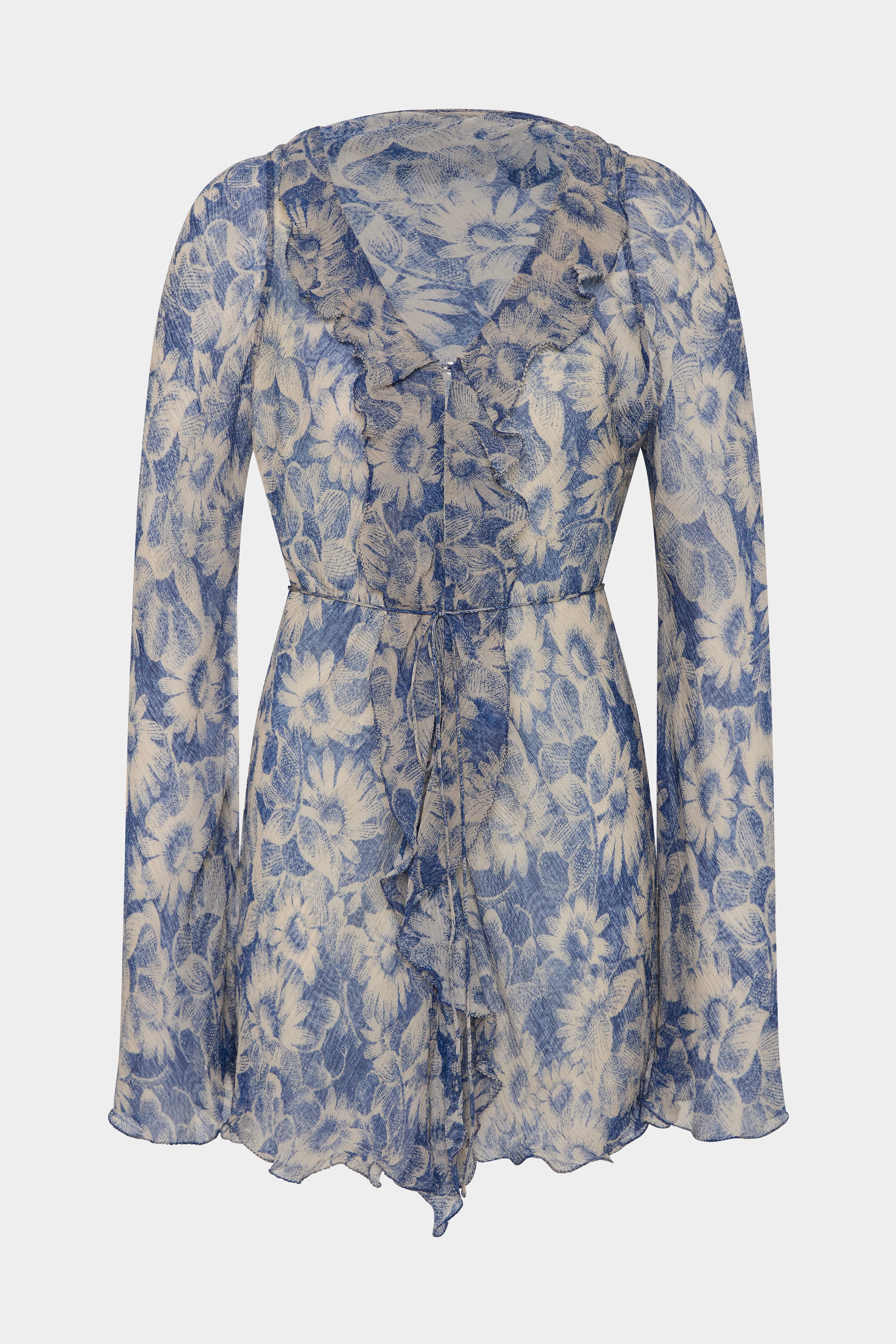 SIR. Lilia Ruffle Long Sleeve Mini Dress Daisy Meadow