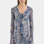 SIR. Lilia Ruffle Long Sleeve Mini Dress Daisy Meadow