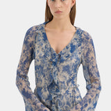 SIR. Lilia Ruffle Long Sleeve Mini Dress Daisy Meadow