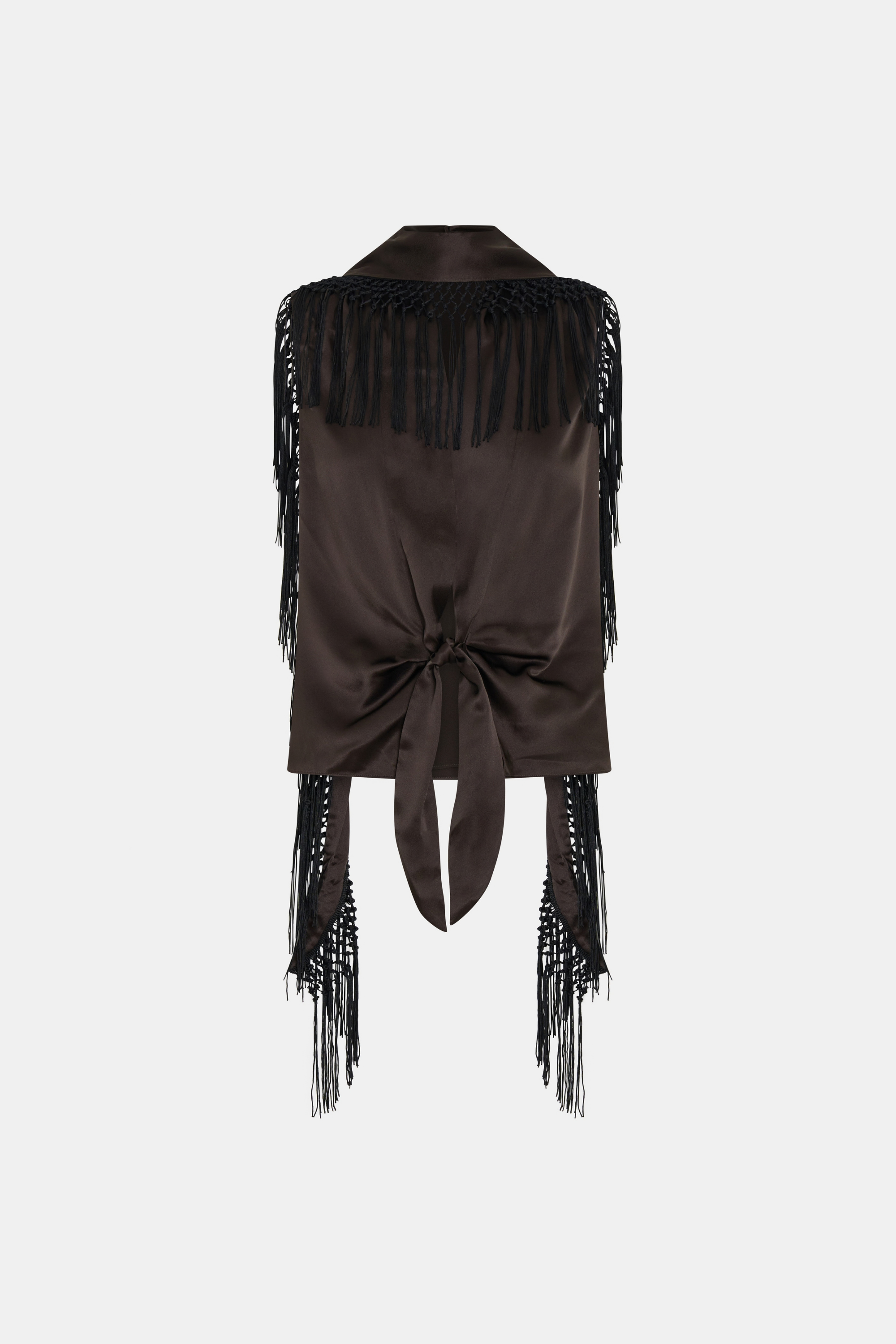 SIR. Lula Fringe Tie Top Bitter Chocolate