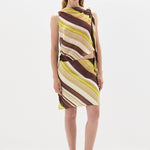 SIR. Vivia Skirt Cafe Lemon Stripe on model with matching top
