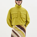 SIR. Vivia Skirt Cafe Lemon Stripe close up