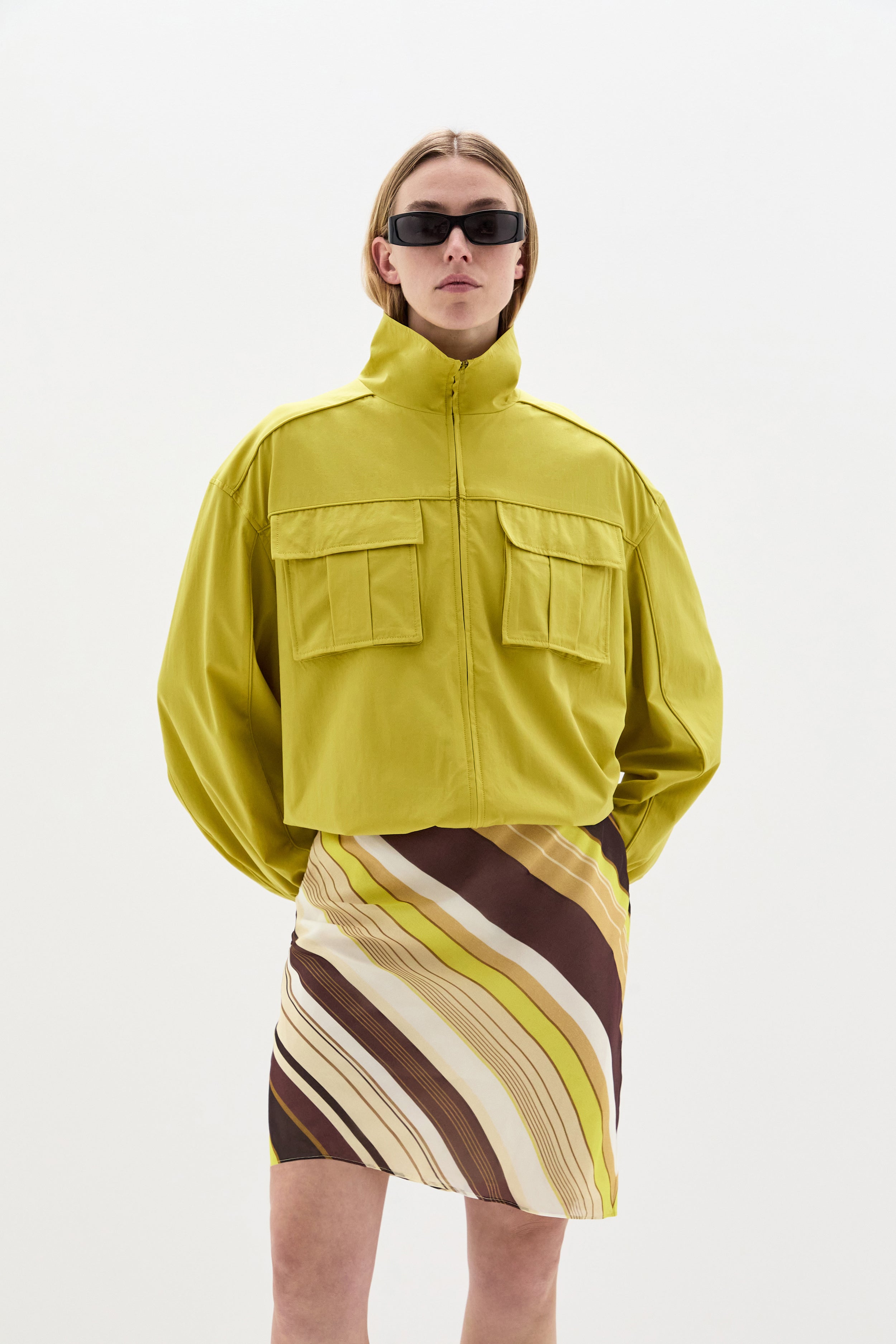 SIR. Vivia Skirt Cafe Lemon Stripe close up