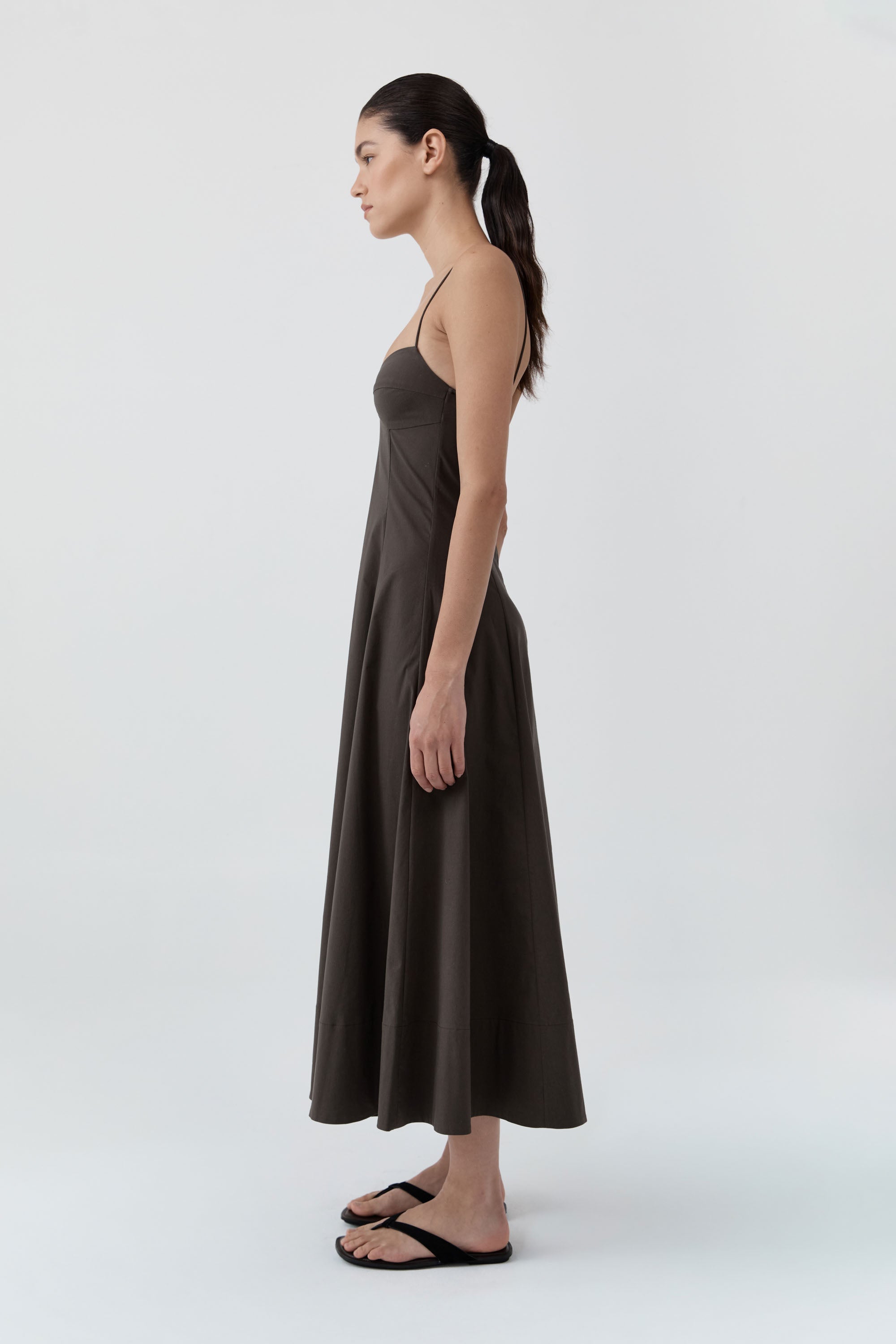 St. Agni Cami Dress in Wood – side view | Peggy Concept Store