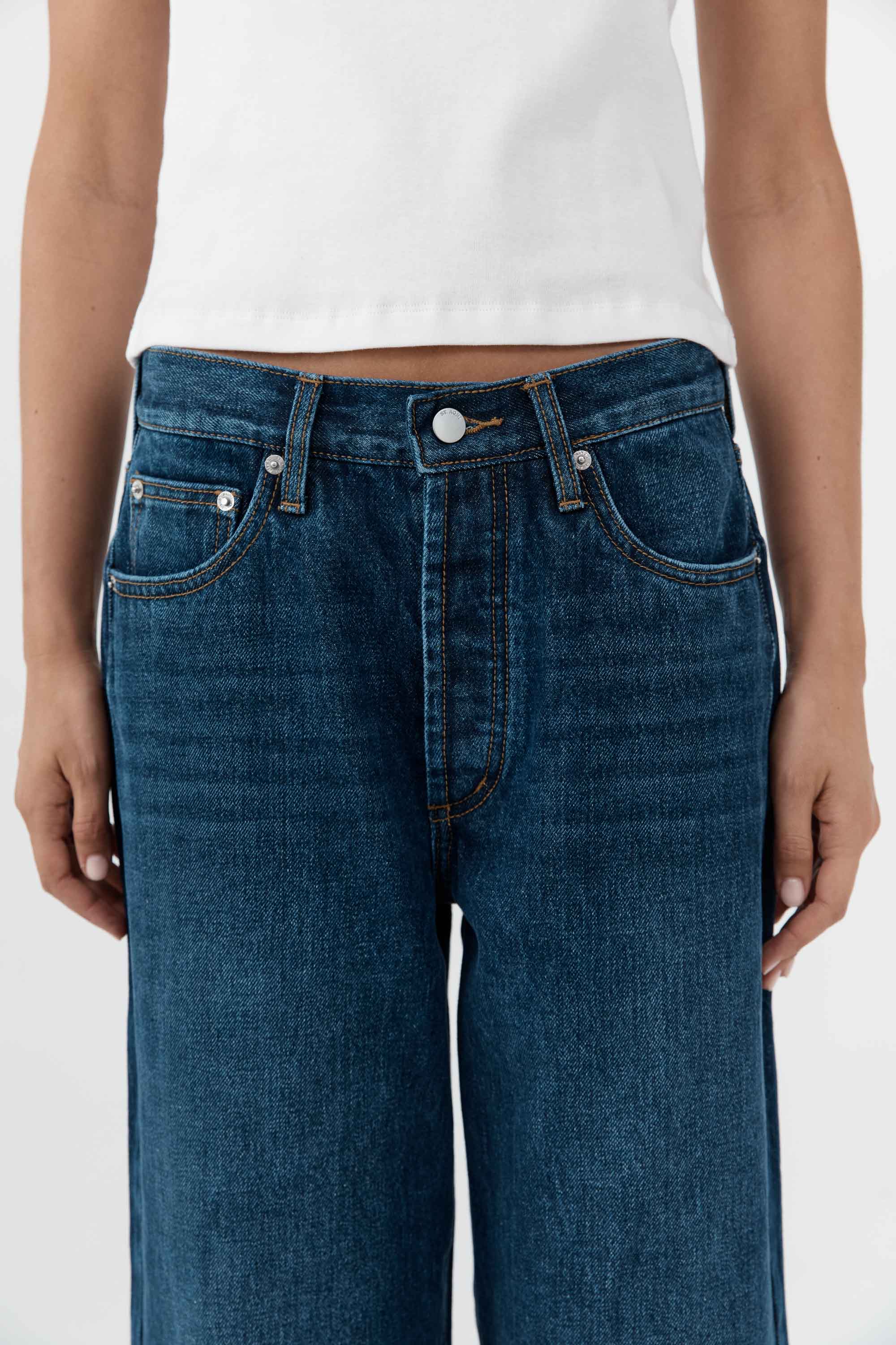St. Agni Classic Mid Rise Jeans in Dark Indigo – back view | Peggy Concept Store