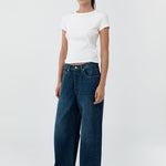 St. Agni Classic Mid Rise Jeans in Dark Indigo – side view | Peggy Concept Store