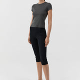 St. Agni Compact Cotton Capri Pants Black