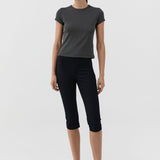 St. Agni Compact Cotton Capri Pants Black