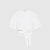 St Agni Cotton Jersey Split Back Tee Off White