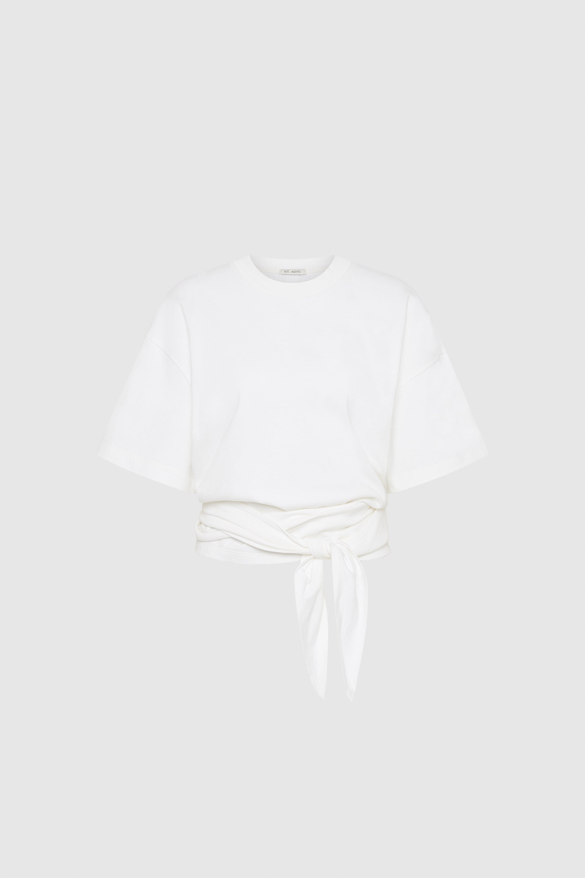 St Agni Cotton Jersey Split Back Tee Off White