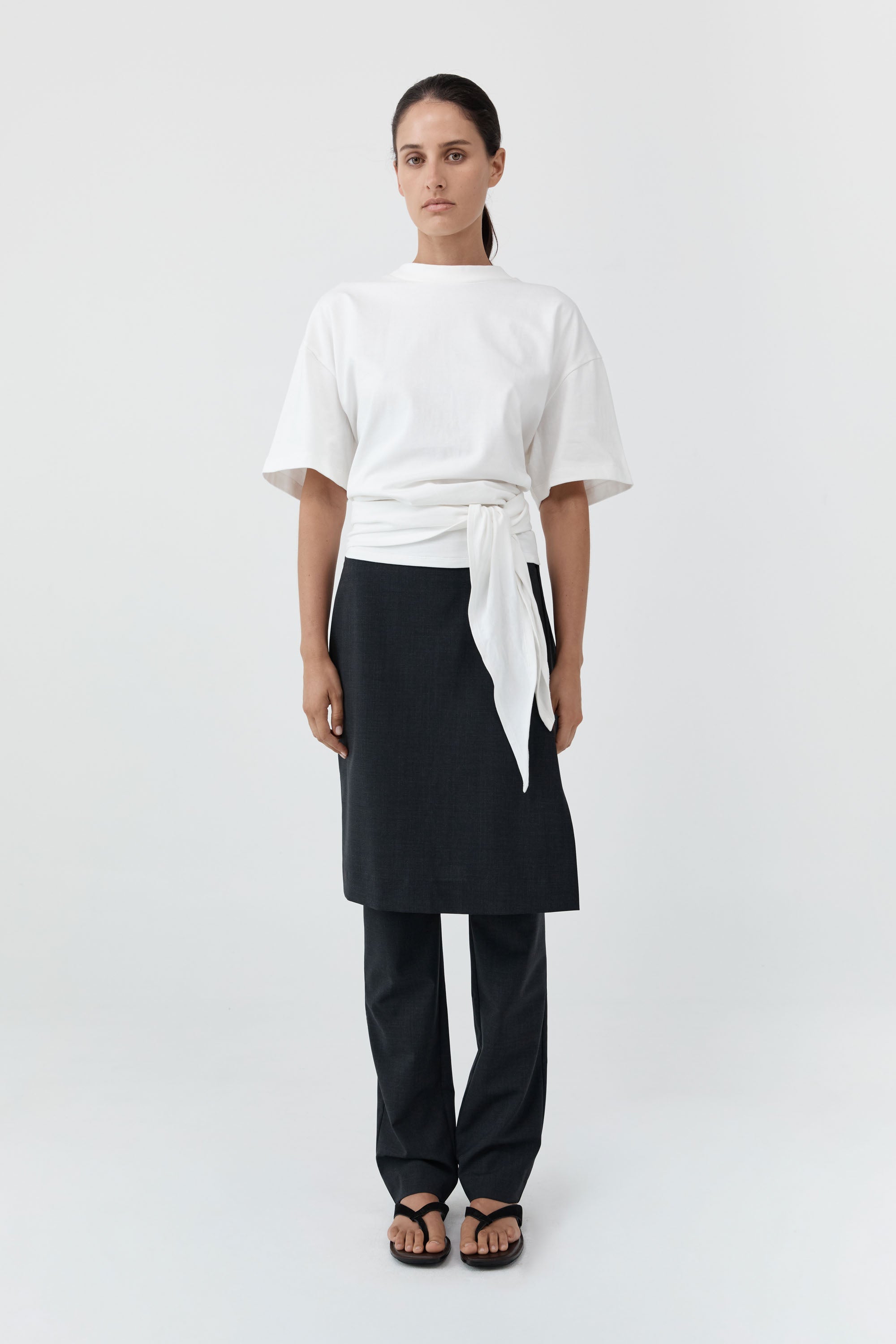 St Agni Cotton Jersey Split Back Tee Off White