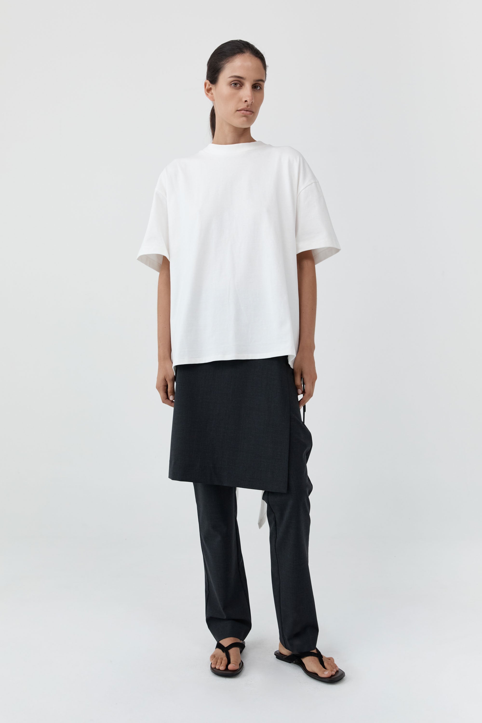 St Agni Cotton Jersey Split Back Tee Off White