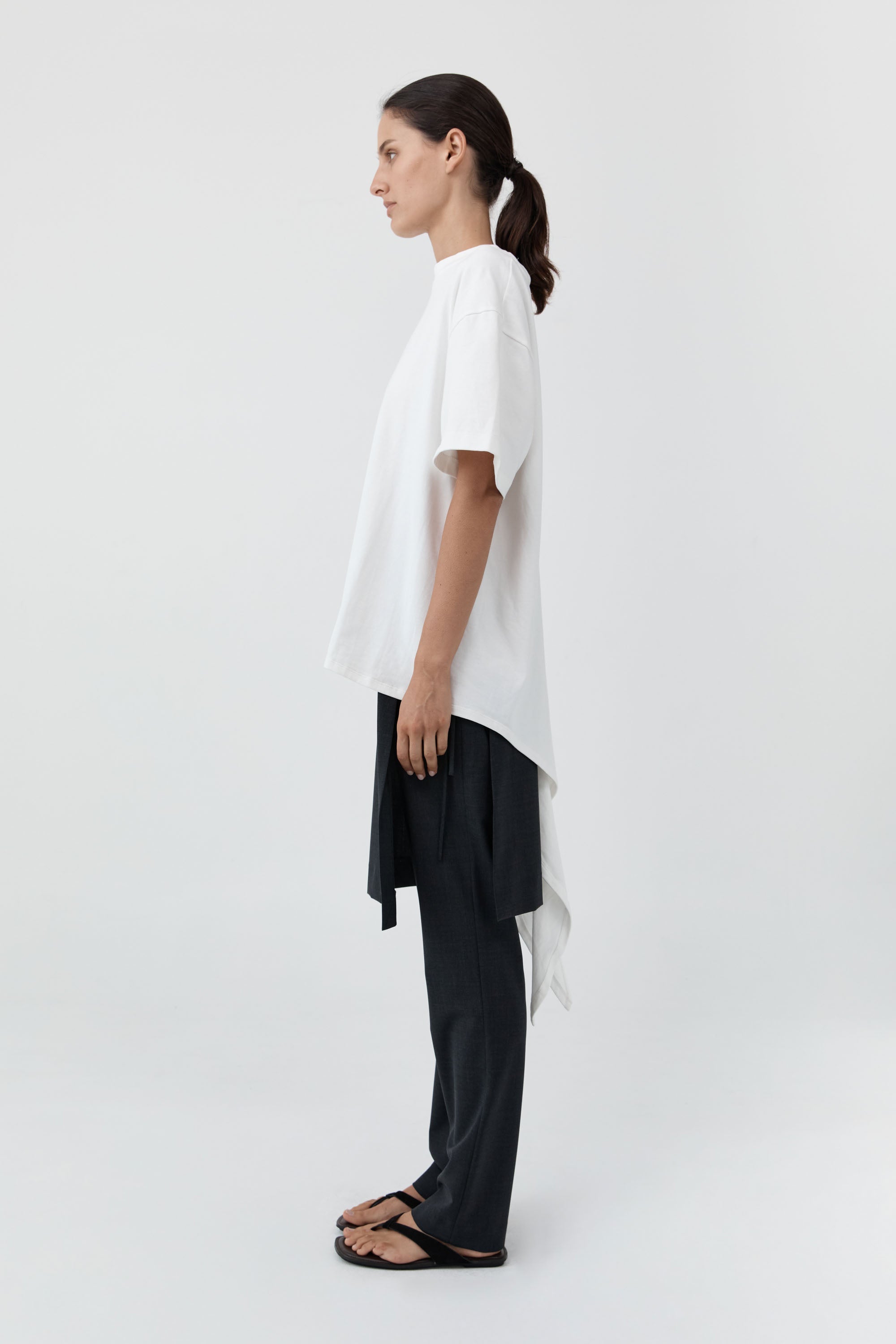 St Agni Cotton Jersey Split Back Tee Off White
