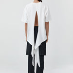 St Agni Cotton Jersey Split Back Tee Off White