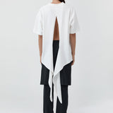 St Agni Cotton Jersey Split Back Tee Off White