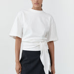 St Agni Cotton Jersey Split Back Tee Off White