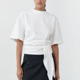 St Agni Cotton Jersey Split Back Tee Off White