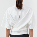 St Agni Cotton Jersey Split Back Tee Off White