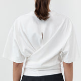 St Agni Cotton Jersey Split Back Tee Off White