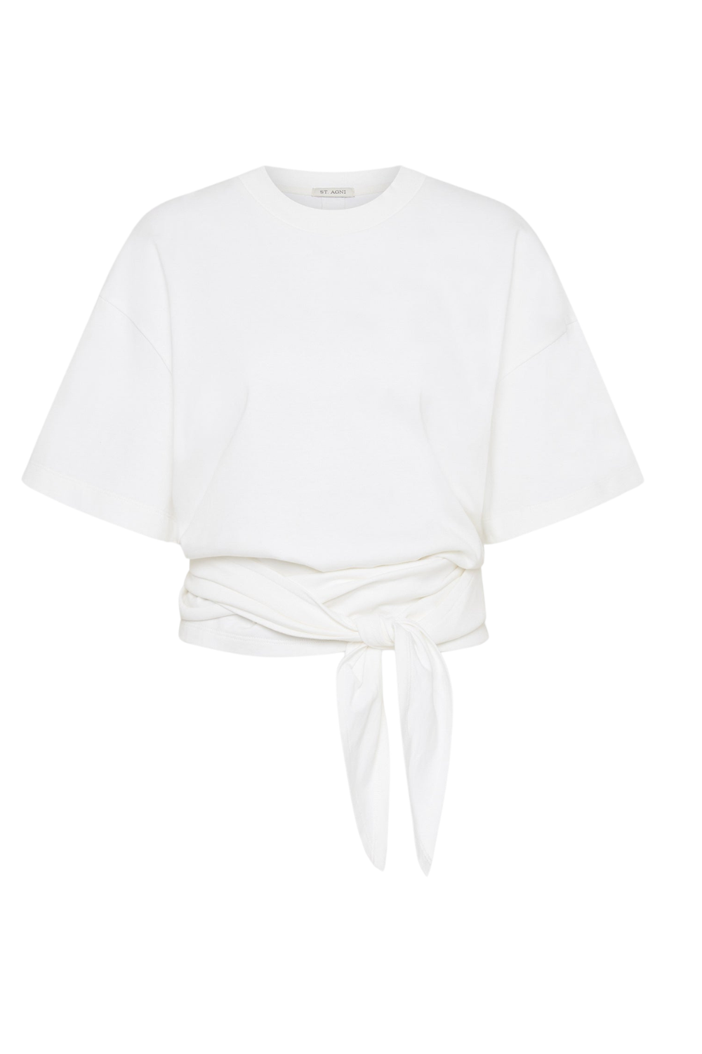 St. Agni Cotton Jersey Split Back Tee in Off White ghost product view