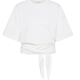 St. Agni Cotton Jersey Split Back Tee in Off White ghost product view