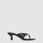 St. Agni Everyday Thong Heel 50 Croc Embossed Black