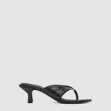 St. Agni Everyday Thong Heel 50 Croc Embossed Black