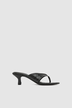 St. Agni Everyday Thong Heel 50 Croc Embossed Black