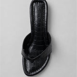 St. Agni Everyday Thong Heel 50 Croc Embossed Black
