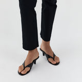 St. Agni Everyday Thong Heel 50 Croc Embossed Black