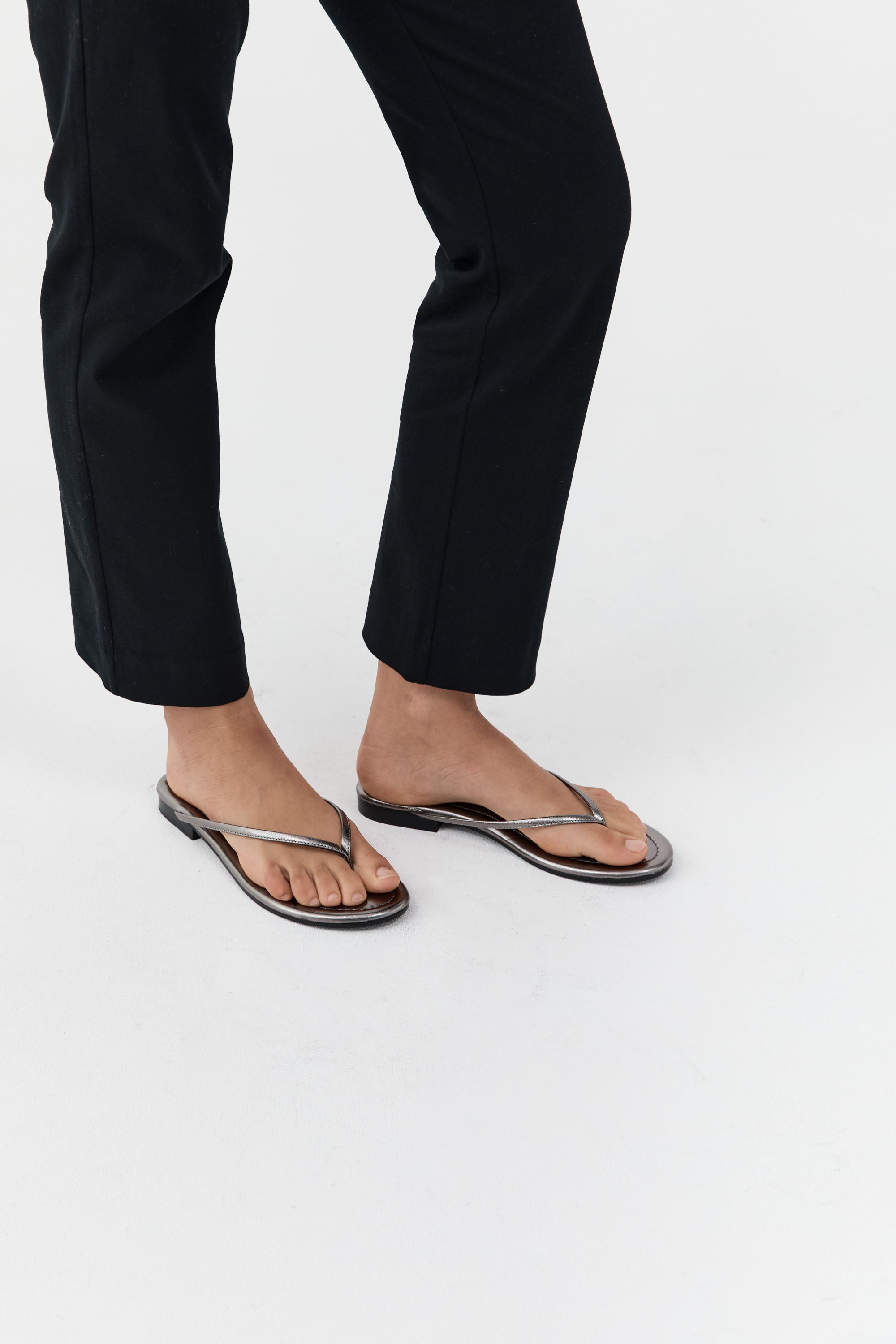 St. Agni Fine Flip Flop Pewter Metallic