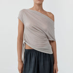 St Agni Fine Jersey Off Shoulder Top Soft Ash
