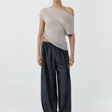 St Agni Fine Jersey Off Shoulder Top Soft Ash