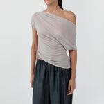 St Agni Fine Jersey Off Shoulder Top Soft Ash