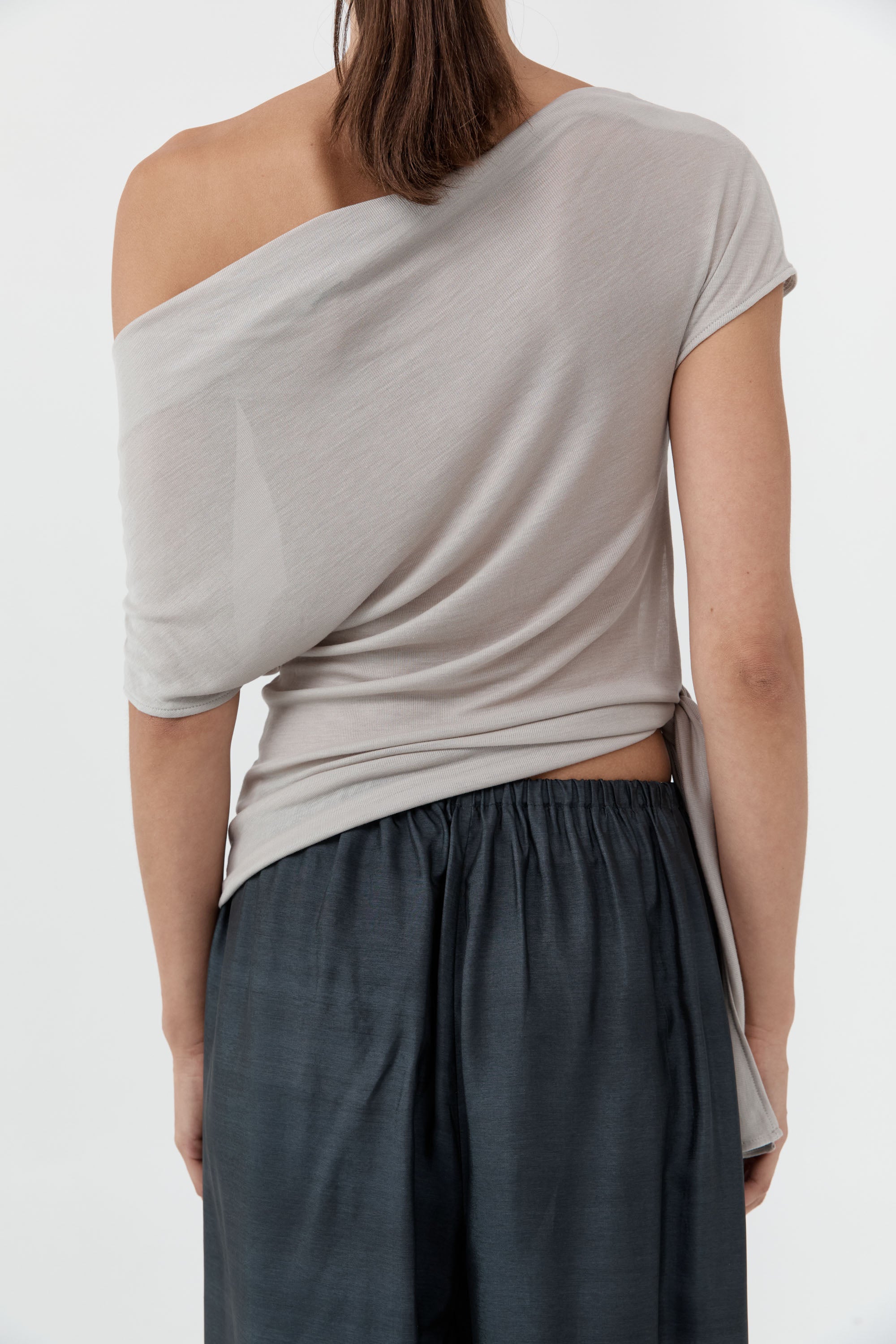 St Agni Fine Jersey Off Shoulder Top Soft Ash