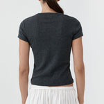 St. Agni Organic Cotton Baby Tee in Charcoal Melange – back view | Peggy Concept Store